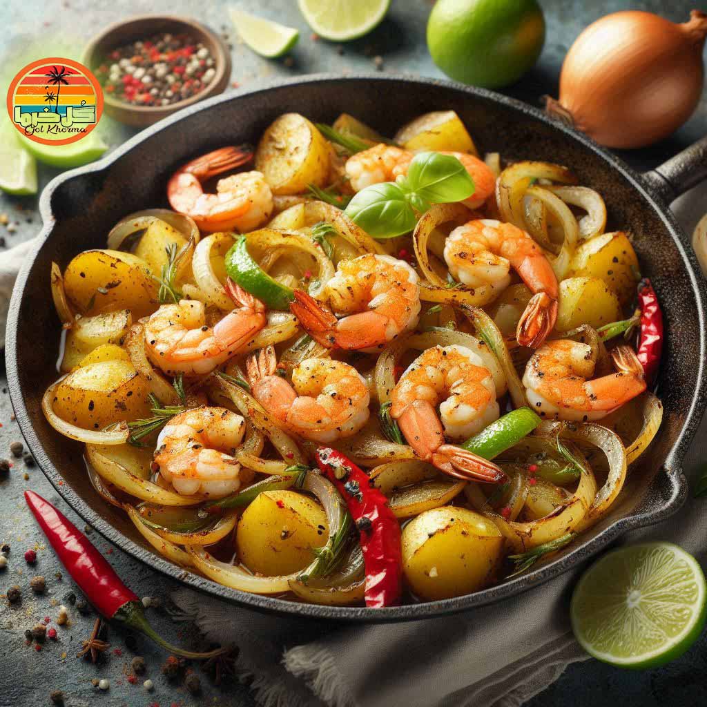 میگو دُوپِیازِه خوراک مقوی بوشهر