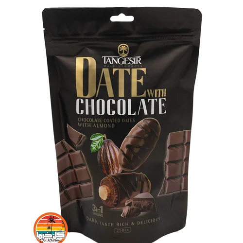 خـرما شـکـلاتی تـلـخ بـا مـغز بادام ایرانی   1000 گرمی(ویژه مراسمات )