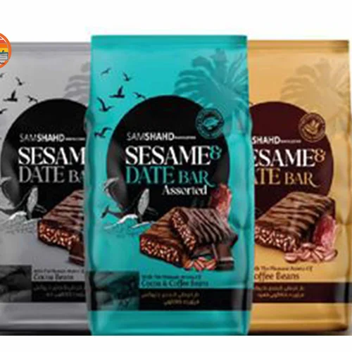 خــرمــا بــار کنجدی 1000گرم بار روکش شکلات تــلخ وشیری وقهوه